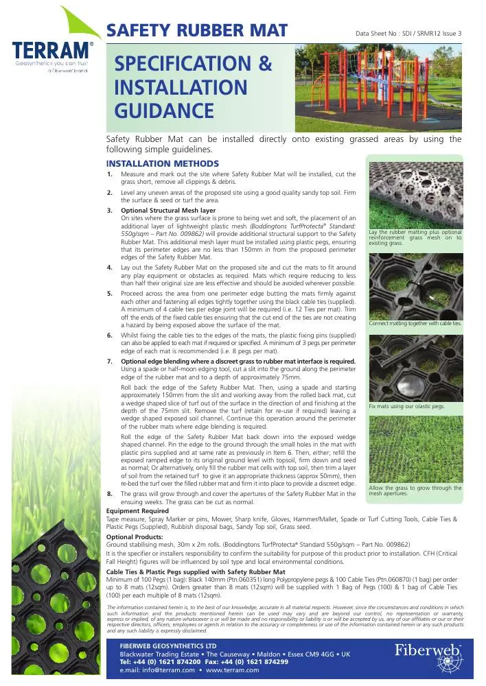 Safety Rubber Mat uppsetningarleiðbeiningar